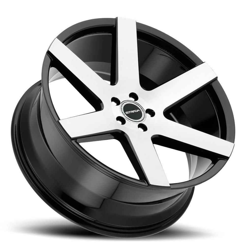 Strada Coda Gloss Black Milled - 20X8.5-5x114.3 Bolt Pattern, 35mm Offset STRADA® CODA Wheels - Gloss Black with Milled Accents Rims